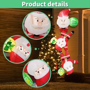 Playwork 8FT Polyester <b>Climbing</b> <b>Santa</b> Inflatable Set-Factory Direct Christmas Yard Decoration With Blow Lights - Product Image 3