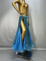 Nouvelle conception de jupes longues fendues à sequins pour la danse du ventre, robe sexy de danse du ventre, costume pour femmes, robe d'entraînement, vêtements de scène