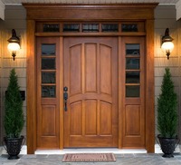 Portes en bois de qualité commerciale, portes en bois traditionnelles avec poignée pratique pour la maison