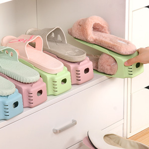 Shoe Rack Plastic Double Layer Storage Adjustable Organizer For Shoes Rectangle Standing Type - Product Image 1