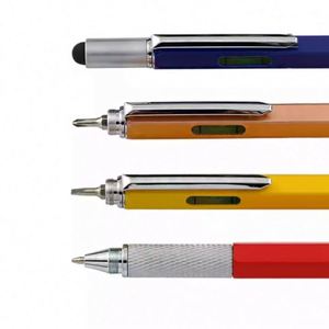 Juego de Bolígrafos Metálicos Multifuncionales Personalizados 6 en 1, Destornillador Portátil, Escala, Lápiz Táctil para Pantalla - Product Image 1
