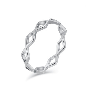 Hollow Diamond Shape <b>Titanium</b> Steel <b>Ring</b> Geometric Design Unisex Fashion Jewelry Gift - Product Image 1