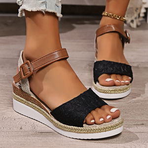Sandalias de mujer con nudo de mariposa y suela de cáñamo, ligeras, novedad 2025, informales, con boca de pez y suela gruesa H-826 - Product Image 4