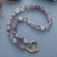 Collier ras du cou minimaliste fait main en pierre naturelle créative, zircon et cristal, plaqué or, en forme de cœur, pour usage quotidien spirituel