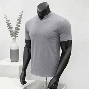 <b>White</b> V Neck <b>Men</b> T <b>Shirt</b> <b>Short</b> <b>Sleeve</b> Slim Fit Cotton Knitted Tee for Gym Training Casual Wear - Product Image 4