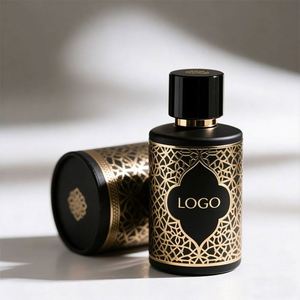 Best Price Round Perfume Bottles 50MI <b>Empty</b> Perfume Bottle 30MI 100MI Black Perfume Bottle Luxury with <b>Box</b> and Golden Lid - Product Image 2