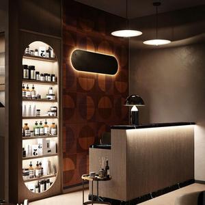 Muebles de Barbería de Diseño Moderno y Lujoso Personalizados con Iluminación LED 3D, Vitrinas <span class=keywords><strong>Vintage</strong></span> para Peluquería con Iluminación - Product Image 5