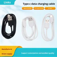 Câble de charge USB-C/USB-A en PVC noir et blanc de 1 m avec conducteur en cuivre composite pour Android et iPhone, transfert de données et charge USB 1A