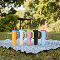 Macaron Colors 40oz Tasse de voyage isolée en acier inoxydable Gobelet imprimé avec logo personnalisé avec couvercle et poignée étanches