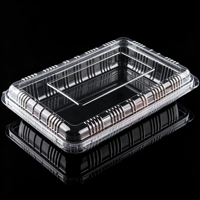 Boîte à gâteau en PET transparent avec couvercle à charnière, emballage jetable et recyclable pour pâtisserie, qualité alimentaire, vente en gros, personnalisable pour chewing-gum et sushi