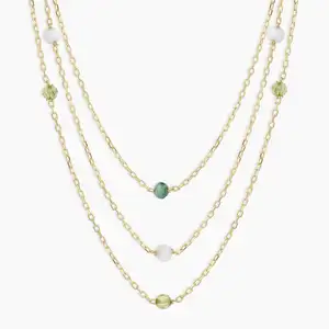 Direkt vertrieb 12 Birth Stone Damen Schlüsselbein Halskette Bunte Multi Naturstein Perlen Halskette