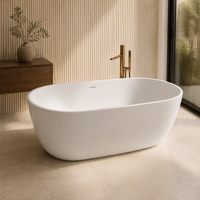 Nouvelle arrivée : Baignoire autoportante ovale minimaliste en surface solide mate pour maisons modernes, baignoire en pierre artificielle
