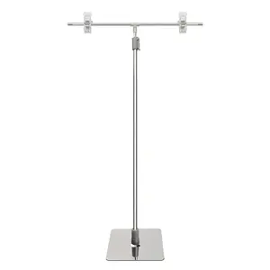 2022 Double Sided Sign Card Tabletop T-Shaped poster sign holder banner stand metal display rack stand with clip