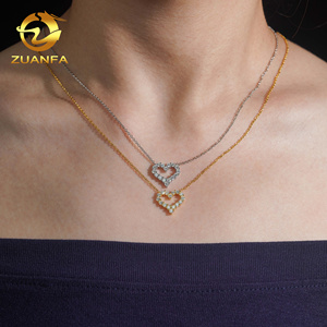 EE. UU. Stock local Envío rápido Pequeños dijes de corazón 925 Plata <span class=keywords><strong>Moissanite</strong></span> Pass Diamond Test Collar de corazón chapado en oro para mujeres - Product Image 4
