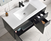 Meuble-lavabo rectangulaire mural moderne en MDF avec armoire miroir LED (Écologique et durable)