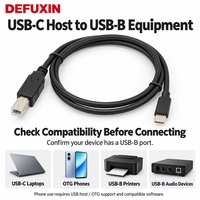 Câble USB C vers USB B DEFUXIN 1m, câble d'imprimante Type C, adaptateur OTG pour MacBook, téléphone, clavier de piano, DAC audio
