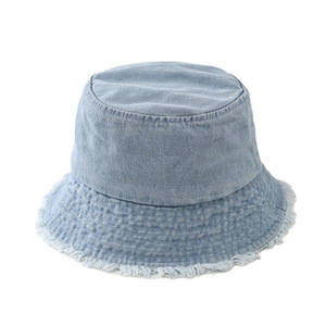 Sombrero de Pescador Estilo Coreano, de Mezclilla, con Ala Ancha, Protección Solar, Unisex, Primavera/Verano, de Algodón, Azul Cielo, Azul Oscuro, Azul Claro - Product Image 1