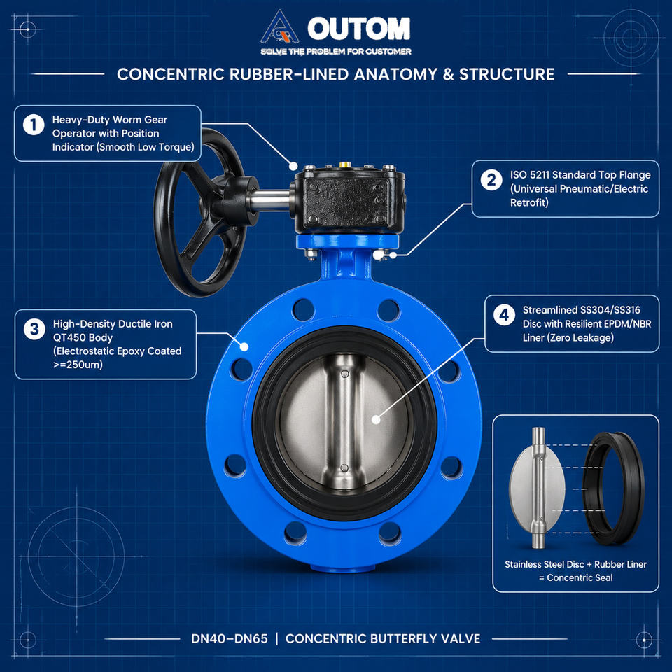 Ductile Iron Concentric Wafer Butterfly Valve DN40-DN65 EPDM and NBR ...