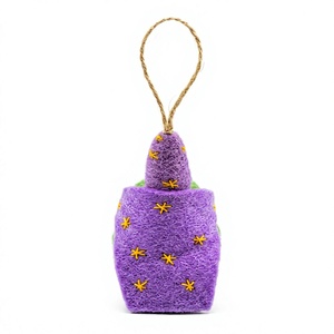 Premium Traditional Customized Knitted Frog Christmas Ornament Eco-Friendly Certified Wool Purple <b>Wizard</b> <b>Hat</b> Star Details - Product Image 4