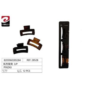 Rectangular Hair Clip 3/P Black Brown 12 Pcs For Women Hair Accessories - Product Image 1