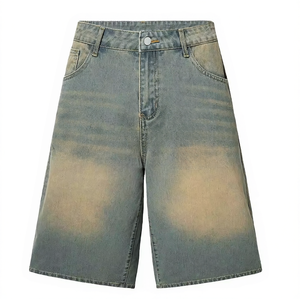 Shorts en jean cargo slim fit pour homme, style hip-hop, délavage clair, taille mi-haute, emballage personnalisé, tricoté, respirant, polyester/coton - Product Image 1