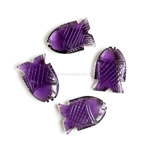 Pendentif en améthyste violette naturelle en forme de poisson, 30mm x 20mm, sculpté à la main, pierre précieuse en vrac, breloque poisson en cristal, vente en gros pour la fabrication de bijoux - Product Image 1