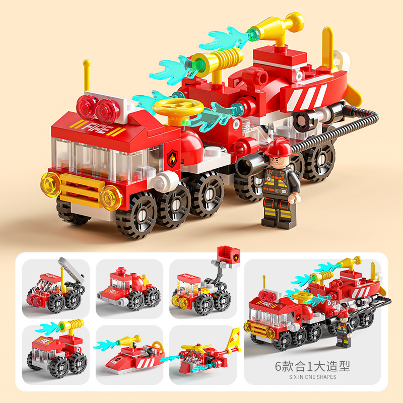 8732-4 (Camion de pompiers 6-en-1) 134 pièces [sachet de couleur]