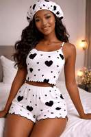 Pijama de Verano Yanzhui para Mujer, Transpirable, de Punto, con Estampado de Corazones, Dulce y Sexy