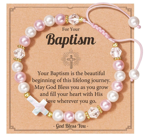 Pulsera de Perlas y Cristales Anudada a Mano, Ajustable, Estilo Rosario, Joyería Inspirada en la Fe para Mujer - Product Image 1