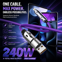 Câble de données USB-C 4-en-1 XTAURI en silicone avec charge rapide PD 3A et alliage de zinc pour accessoires d'appareil photo et de téléphone portable