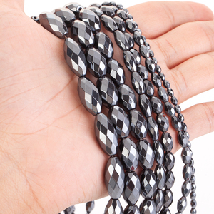 AsVrai U AAA + colore nero naturale pietra di ematite sfaccettata forma di riso perline distanziatori per la creazione di gioielli fai da te bracciale accessori - Product Image 2