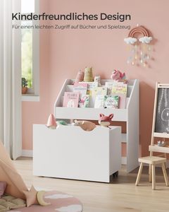 Étagère à livres pour enfants <span class=keywords><strong>SONGMICS</strong></span> à 3 niveaux avec roulettes, multifonctionnelle, en bois et tissu laqué, pour chambre d'enfant et salle de jeux - Product Image 5