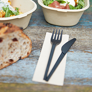 6.5 inch High quality Eco Friendly Disposable Plastic Knife Compostable CPLA Black Cutlery Knife