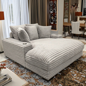 Oversized Cuddler Chaise <b>Sofa</b> Set with Cupholder and USB Square Convertible Living Room Accent Chair for Apartment Villa Grey - Product Image 5