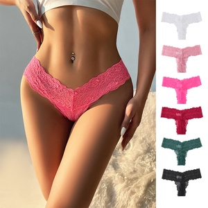 Tanga Sexy de Encaje Hueco para Mujer, Estilo Europeo Americano, Cintura Baja, Cómoda, Deportiva, Transpirable, Atractiva - Product Image 1