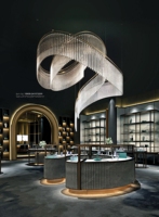 Salle à manger en verre de haute qualité Led Luxe Grand Restaurant Bar Éclairage Lustre Moderne Pour Hauts Plafonds