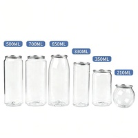 Bouteilles en plastique personnalisées pour animaux de compagnie 210 ml 330 ml 350 ml 500 ml 650 ml 700 ml, transparentes, pour boissons froides, avec couvercles