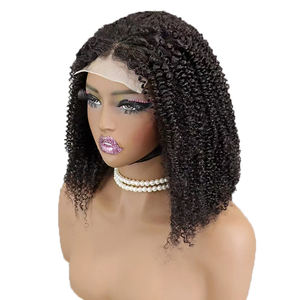 Letsfly Afro Kinky 4x4 Spitzen verschluss Bob Raw Virgin <span class=keywords><strong>Hair</strong></span> Unverarbeitete Easy Wear <span class=keywords><strong>Human</strong></span> Perücken 12 14 16 Zoll Natur haar - Product Image 3
