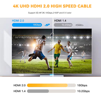 Câble HDMI haute performance personnalisé 4k * 2k plaqué or 2160p 18Gbps 1m 2m 3m 5m 7.5m 10m 15m 20m 4k