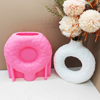 DM1358 Moule en silicone créatif pour vase rond, pot de fleurs nordique en forme de donut, pour la fabrication d'objets en béton, plâtre, ciment, résine et autres matériaux artistiques
