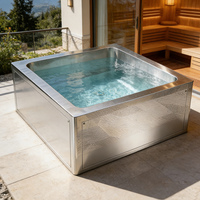 Baignoire autoportante carrée moderne en acier inoxydable 304, bain froid sur mesure, directement de l'usine, pour hôtel et spa intérieur