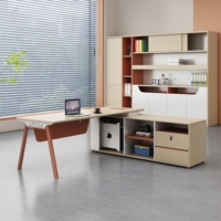 Escritorio Ejecutivo Moderno de Lujo en Forma de L, Multifuncional, de Madera, con Logotipo Personalizado para Oficina Ejecutiva