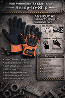 Liquidation de stock : Gants anti-choc certifiés ANSI A5 EN388 Cut 5 ISEA 138, enduits de nitrile, résistants à l'abrasion, compatibles écrans tactiles, gants sablés