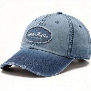 หมวกเบสบอลเดนิม 5 แผงปักโลโก้แบบคลาสสิกสั่งทำพิเศษ คุณภาพสูง ปีกโค้ง สปอร์ต ยูนิเซ็กส์ ทรงแด๊ดแฮท ลายปักแบบกระดุมเดี่ยว - Product Image 1