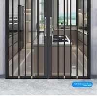 Puerta plegable minimalista moderna personalizable con cerradura de seguridad, antirrobo, diseño invisible y retráctil.
