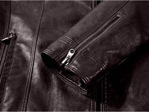 Veste en cuir noir Double Rider pour hommes en gros pour printemps veste en toile avec logo personnalisé pour hommes vêtements d'hiver - Product Image 4