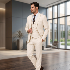Costume formel 3 pièces WARPRO INDUSTRY pour homme, coupe ajustée, blazer, gilet et pantalon, idéal pour mariage, marié, affaires, soirée, gentleman, 100% coton - Product Image 6