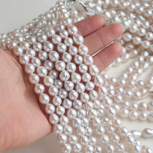 Perle d'Akoya chinoise 8-9mm brin de perle de goutte d'eau douce blanche de culture naturelle brillante - Product Image 3