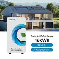 Batterie domestique VANYO 5kWh 10kWh 8kWh 16kWh 15kWh pour stockage d'énergie solaire, pack de batteries LiFePO4 Lithium-Ion 48V 51.2V 100Ah 314Ah Powerwall