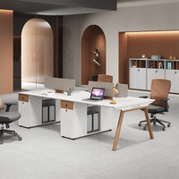 Poste de travail de bureau avec armoire à dossiers intégrée, système de bureau gain de place, solution de poste de travail modulaire durable pour 2, 4, 6 ou 8 personnes